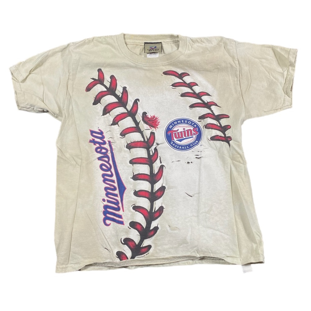 Y2K Minnesota Twins Liquid Blue Youth T-Shirt Medium MLB Baseball